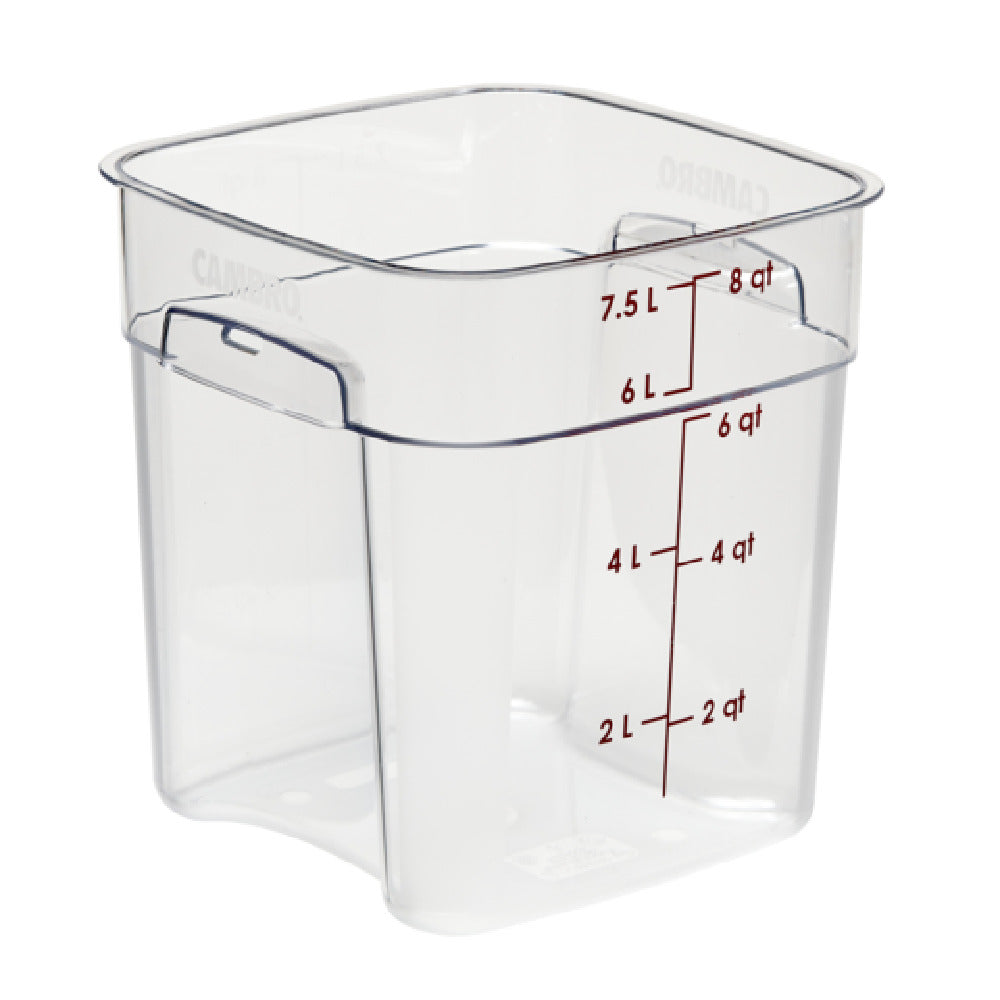 Cambro 8SFSPROCW135 CamSquare® FreshPro Food Container 8 Qt. 9"L X 9"W X 9-3/5"H