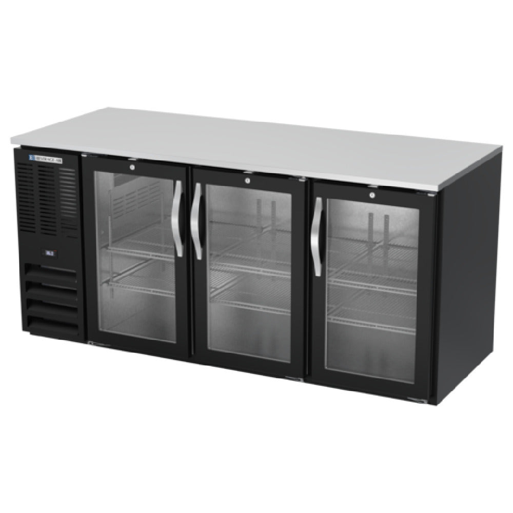 Beverage Air BB72HC-G-B - Refrigerated Back Bar Storage Cabinet, Three-section, 72"W X 30-3/8"D X 34"H