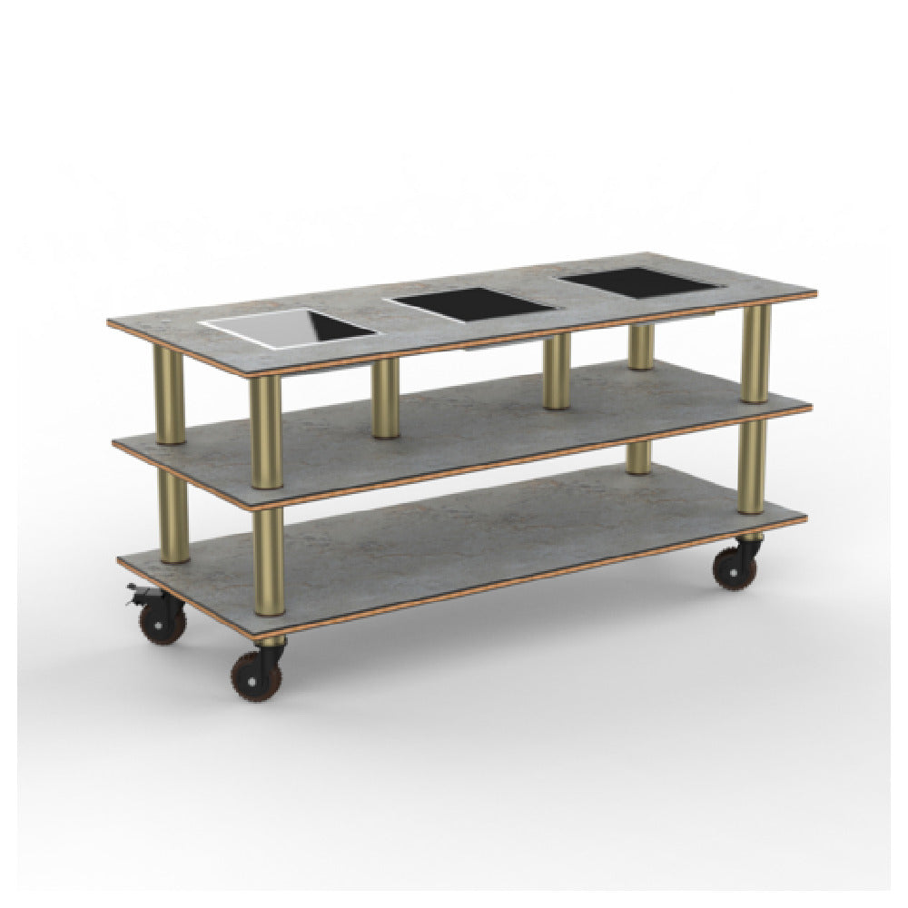 Steelite MGCMLD07GBXH - Modular Triple Warming Unit Grey Brushed Brass Heav, 71.0" X 29.5" X 35.0"
