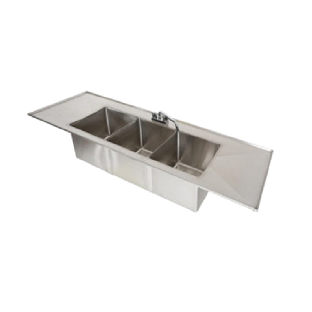 Klinger's Trading MDIS32D Drop-In Sink Three Compartment (2) 15" Drainboards