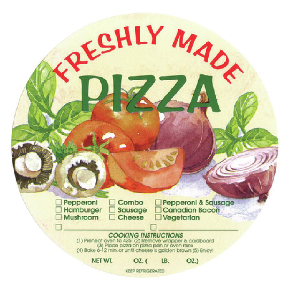 Hubert 51300 - Pizza Information Label, "Freshly Made Pizza", 5-1/2" Dia.
