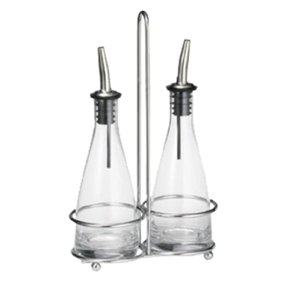 TableCraft Products 611N - Siena™ Oil And Vinegar Set, (2) 6 Oz. Clear Glass Bottles (dishwasher Safe)