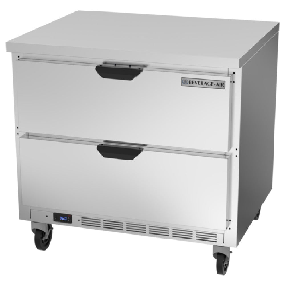 Beverage Air WTRD36AHC-2-FLT Worktop Refrigerator One-section 35-5/8"Working Height