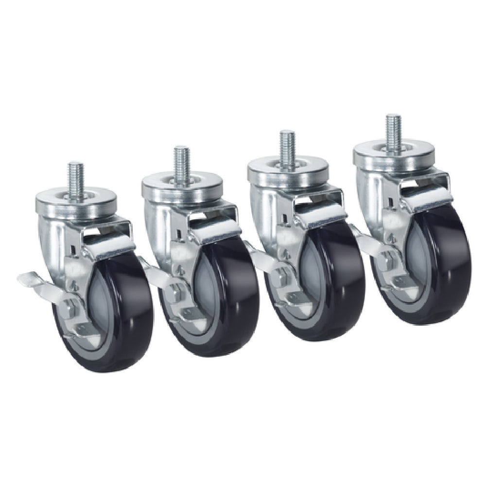 Krowne 28-144S Krowne Threaded Stem Caster 1/2" 13 Threaded Stem Caster 4" Locking Wheels (set Of 4)