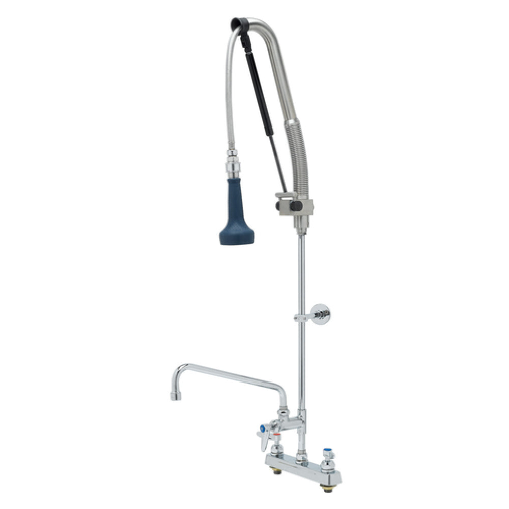 T&S Brass B-5120-12-CRB8P EasyInstall DuraPull Pre-Rinse Unit 8" Deck Mount Add-on Faucet With 12" Swing Nozzle