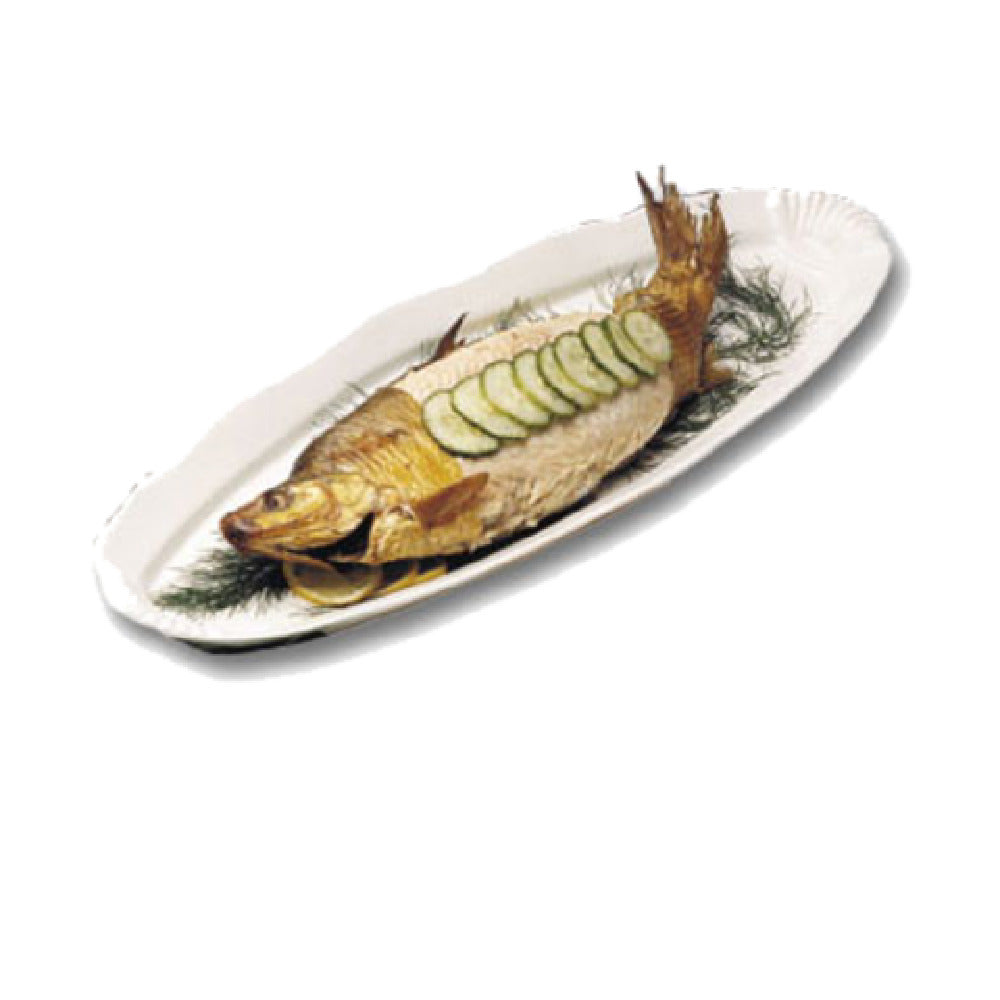 Bon Chef 2064SMOKEGRA Shell Fish Platter 9-1/2" X 33" Aluminum With Ceramic-look Coating