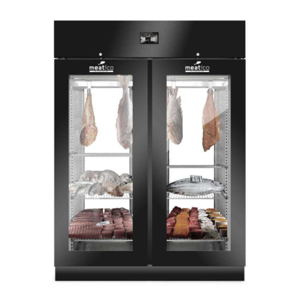 Invacus FISH 1500 PANORAMA Meatico FISH 1500 Panorama Fish Aging Cabinet (2) Triple Pane Glass Doors & Solid Triple Pane Glass Back