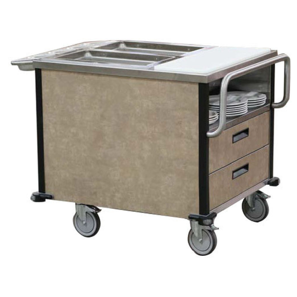 Lakeside 6755 SuzyQ Hot Food Cart 34"W X 41-3/8"D X 35"H (2) Full Size 6" Deep Hot Wells With Independent Controls