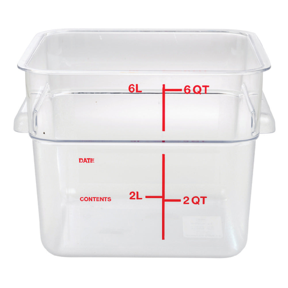 Hubert 30358 - HUBERT® 6 Qt Clear Plastic Storage Container - 8 3/4"L X 8 3/4"W X 7 1/2"D