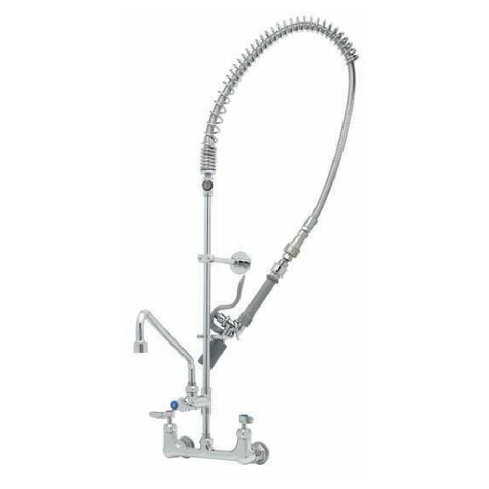 T&S Brass B-0133-14CRQJST EasyInstall Pre-Rinse Unit 8" Wall Mount Add On Faucet 14" Swing Nozzle Includes 2.2 Gpm VR Aerator (B-0107-J)