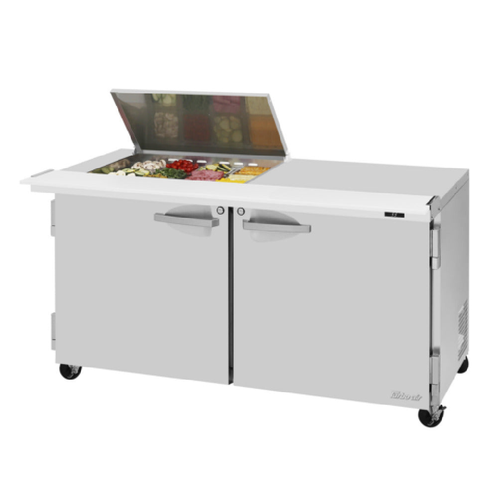 Turbo Air PST-60-12M-N-FL PRO Series Sandwich/Salad Mega Prep + Work Station With Flat Lid