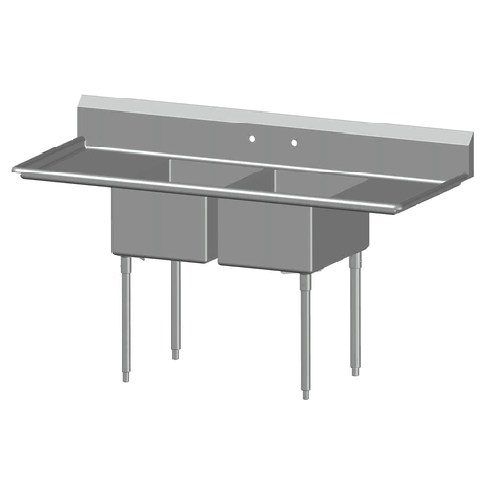 SPG 2N1824-2D18 - Universal Stainless Sink, Two Compartment, 18" Left & Right-hand Drainboards