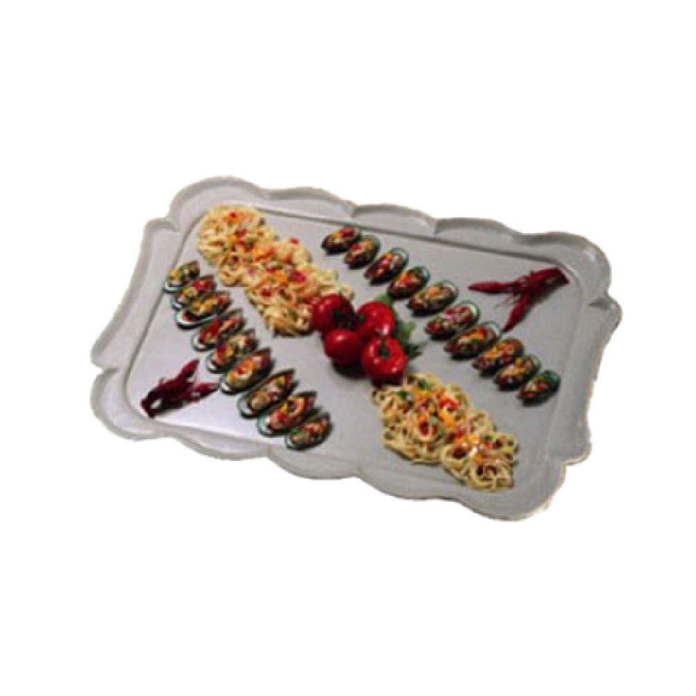 Bon Chef 2068PLATINUMGRA Queen Anne Serving Tray 22" X 32" Aluminum With Ceramic-look Coating