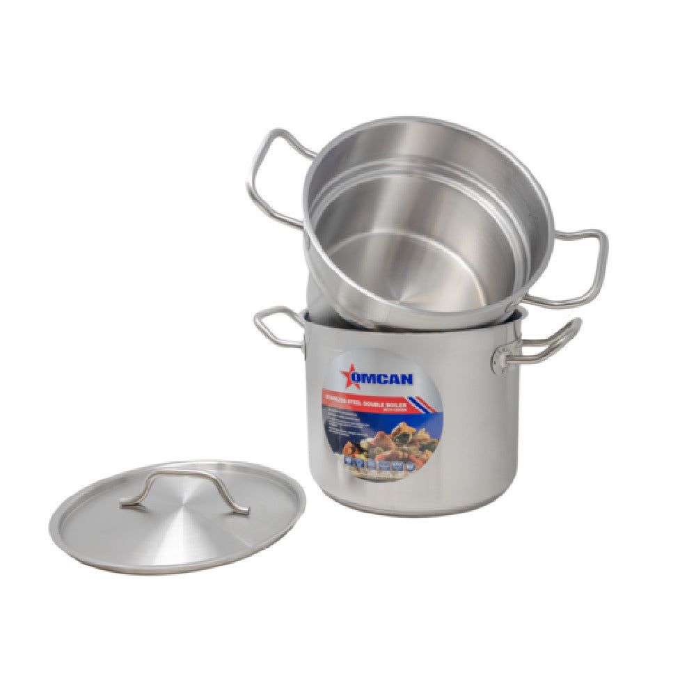 Omcan 80245 (80245) Double Boiler 3-piece 8 Quart Boiler With Inset & Cover