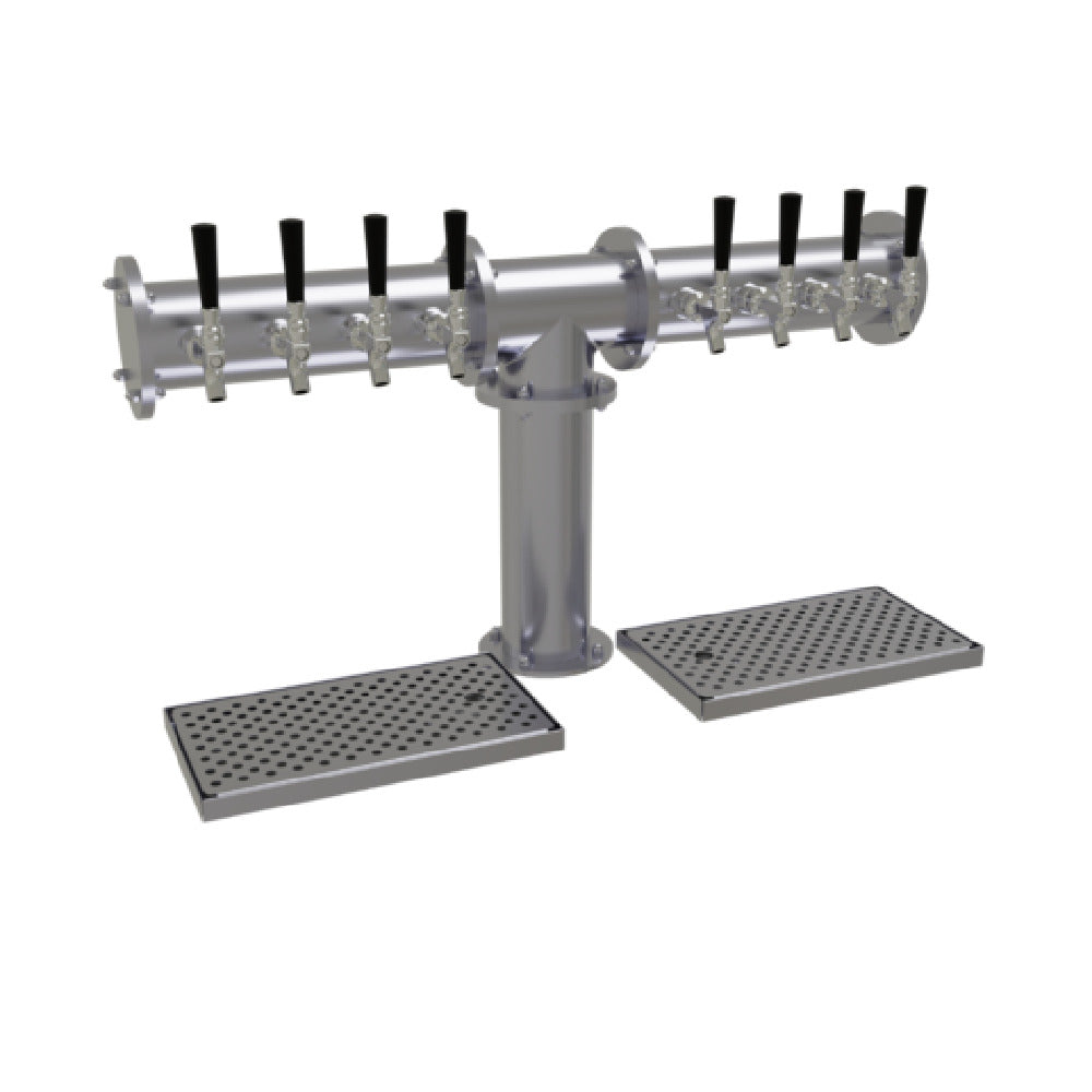 Glastender PT-8-SS Pipe Tee Draft Dispensing Tower Countertop (8) Stainless Steel Faucets (handles Not Included)