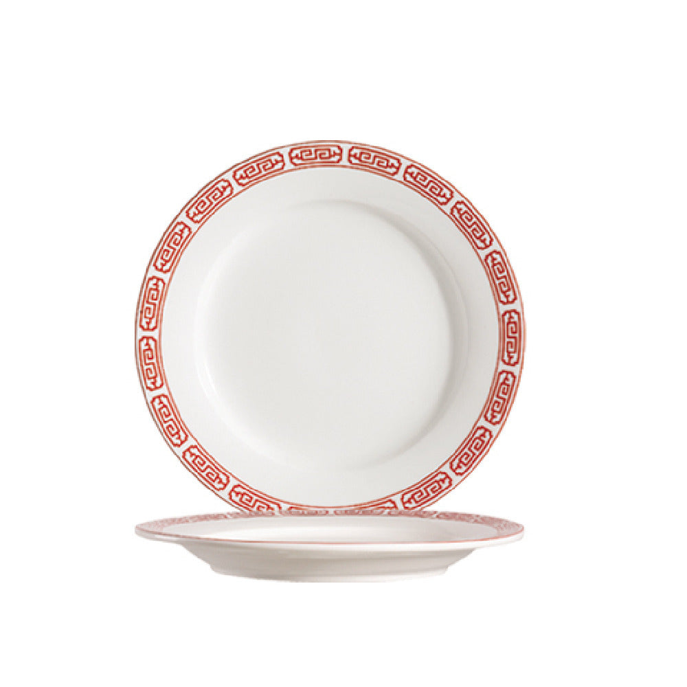 CAC China 105-7 Red Gate Plate 7-1/4" Dia. X 7/8"H Round