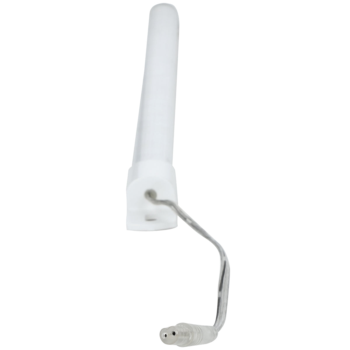 A small paint roller with a white foam cover is attached to a metal handle. The handle is bent at an angle and designed to fit into a larger roller frame. Ideal for detail work or touch-ups when working around Empura Refrigeration units.