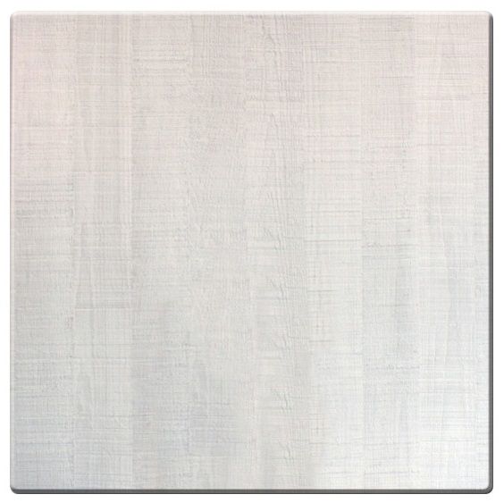 A square Wes Table Top panel with a light, muted wood grain texture and subtle vertical lines. The smooth, UV resistant surface is soft off-white or pale gray, creating a minimalist, neutral background with rounded corners—ideal for an outdoor table.