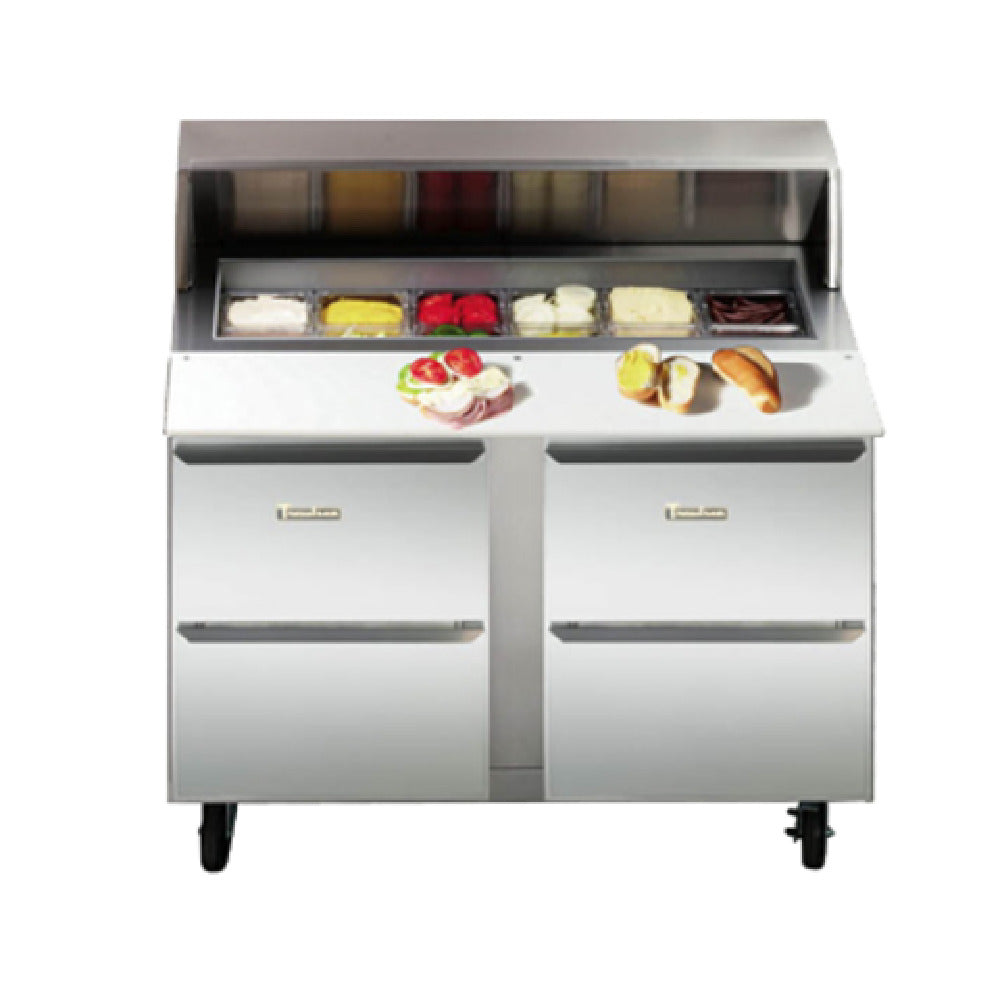 Traulsen UPT279-D-SB Dealer's Choice Compact Prep Table Refrigerator With Roll-top Lid Which Serves As An Overshelf