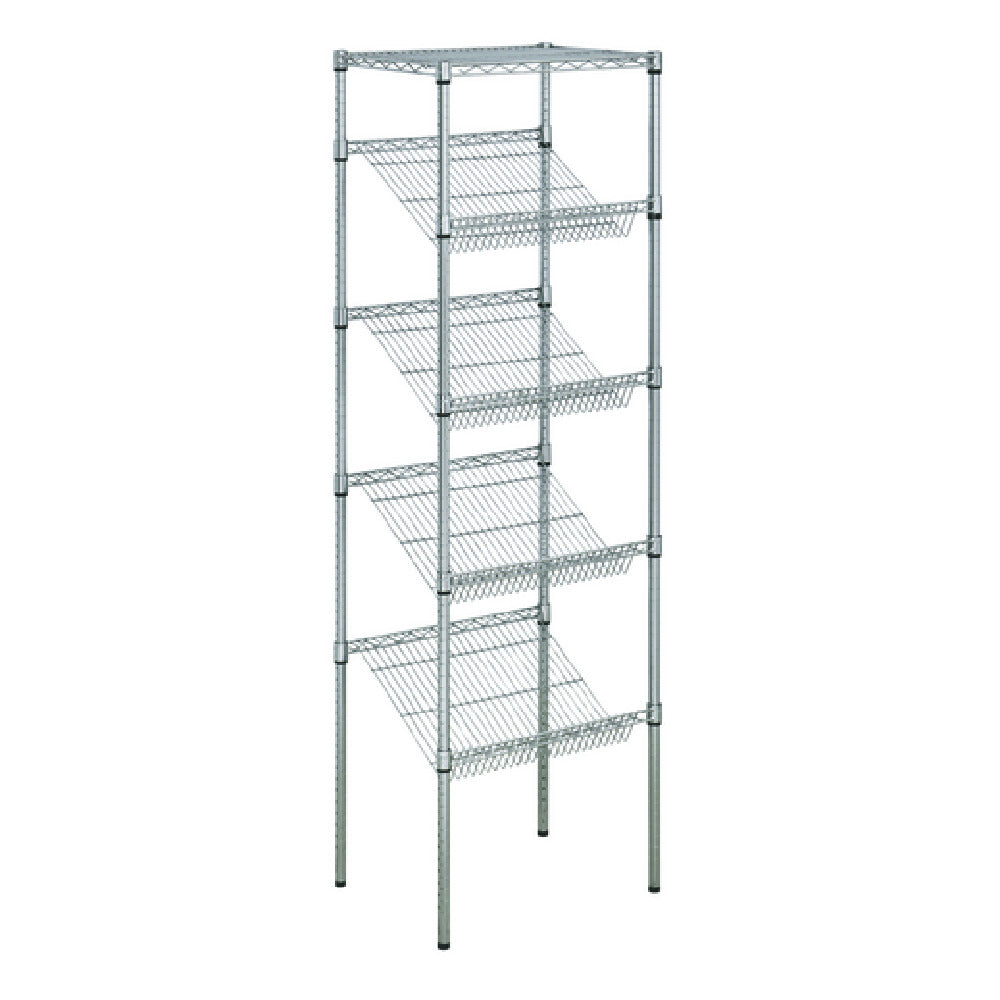 Hubert 209928 - Kratos Wire Stationary Merchandising Rack, 36"W X 18"D X 74"H, 4" Slanted