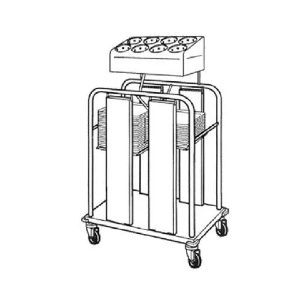 Piper Products PTS/915MO2 - Mobile Tray & Silverware Dispenser, Double Stack, Open Style