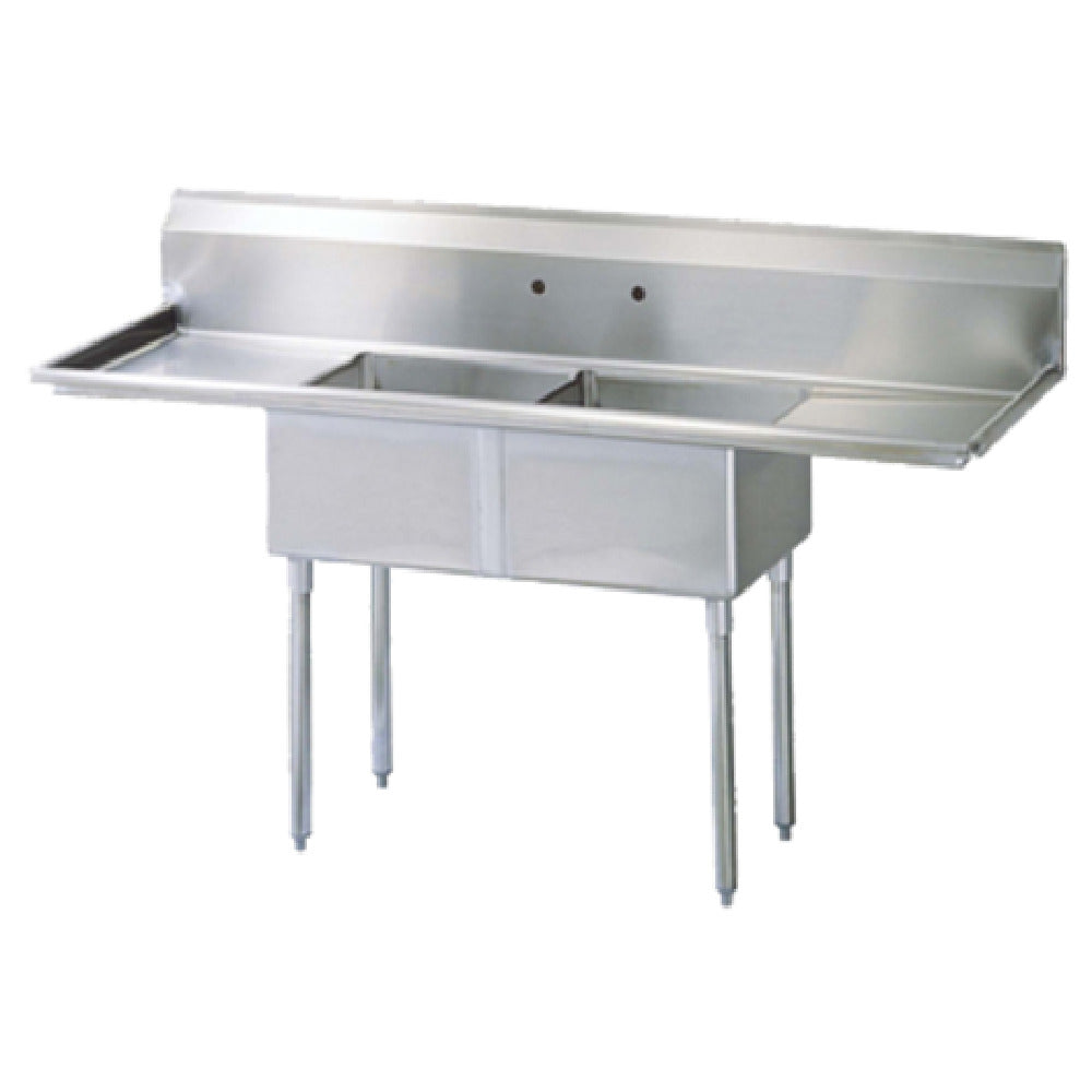 Turbo Air TSA-2-D1 Sink 2-compartment With 18" Left & Right-hand Drainboards