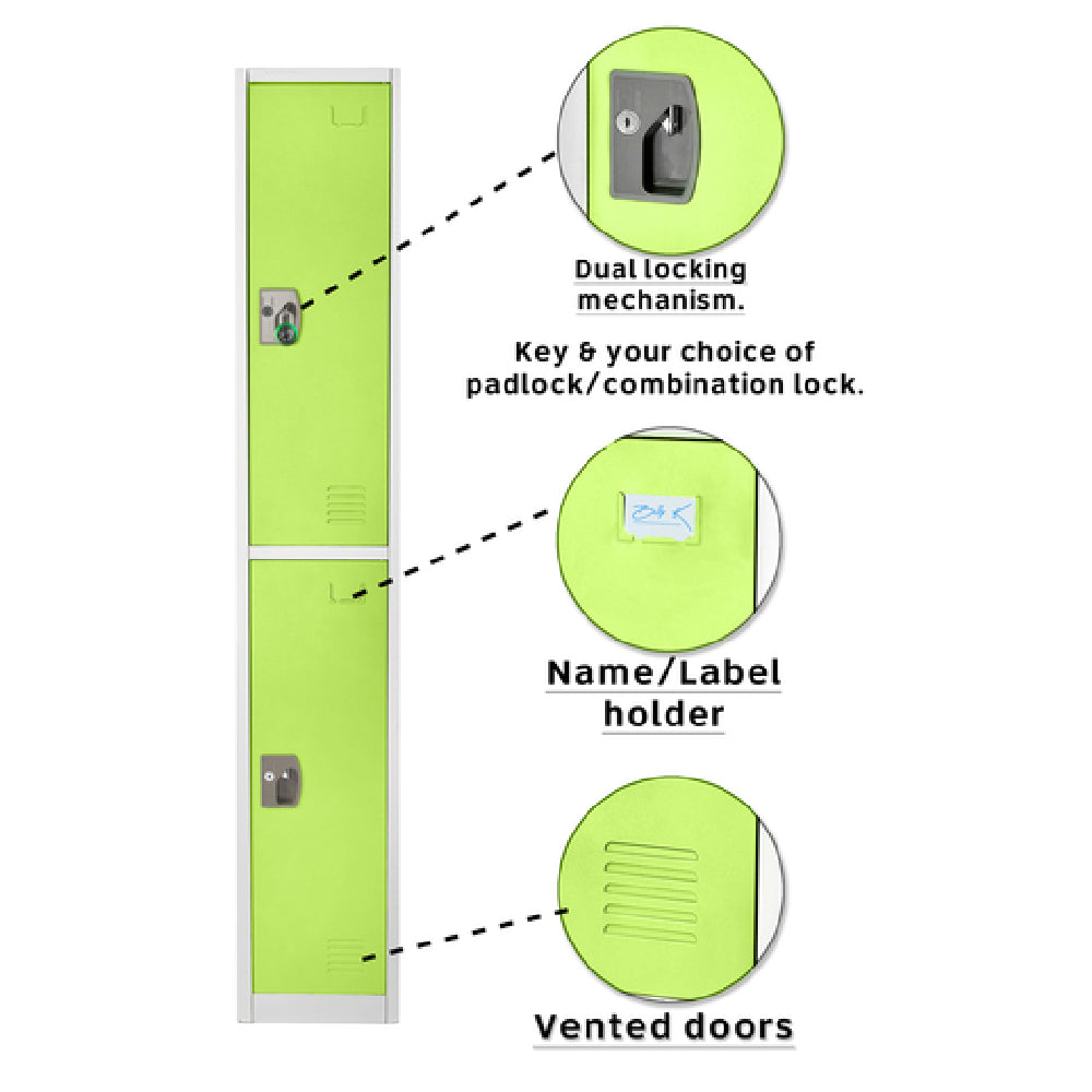 Alpine Industries ADI629-202-GRN Storage Locker 72" H X 12" W Double-compartment