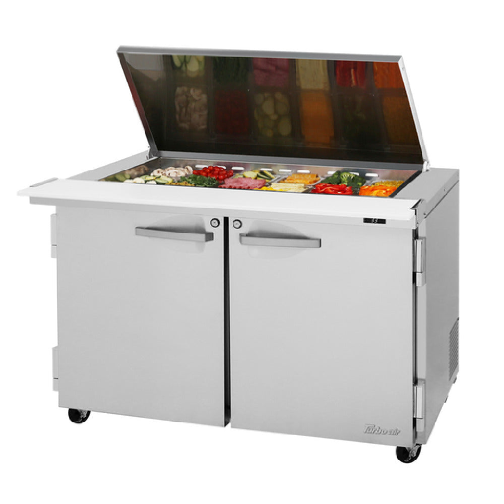 Turbo Air PST-48-18-N-FL PRO Series Mega Top Sandwich/Salad Prep Table With Flat Lid