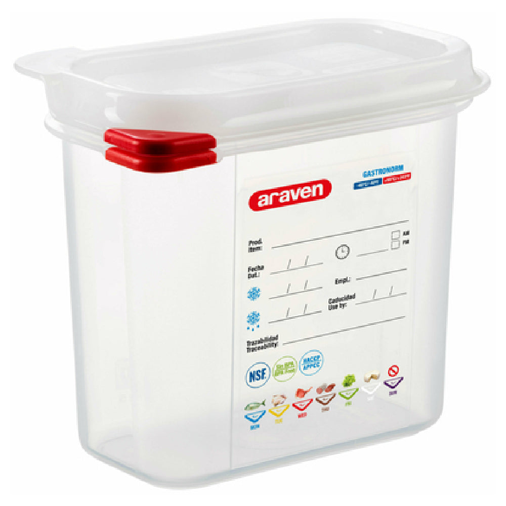 Carlisle 03022 Araven Food Storage Container 1.6 Qt. 6-15/16" X 4-1/4" X 6"