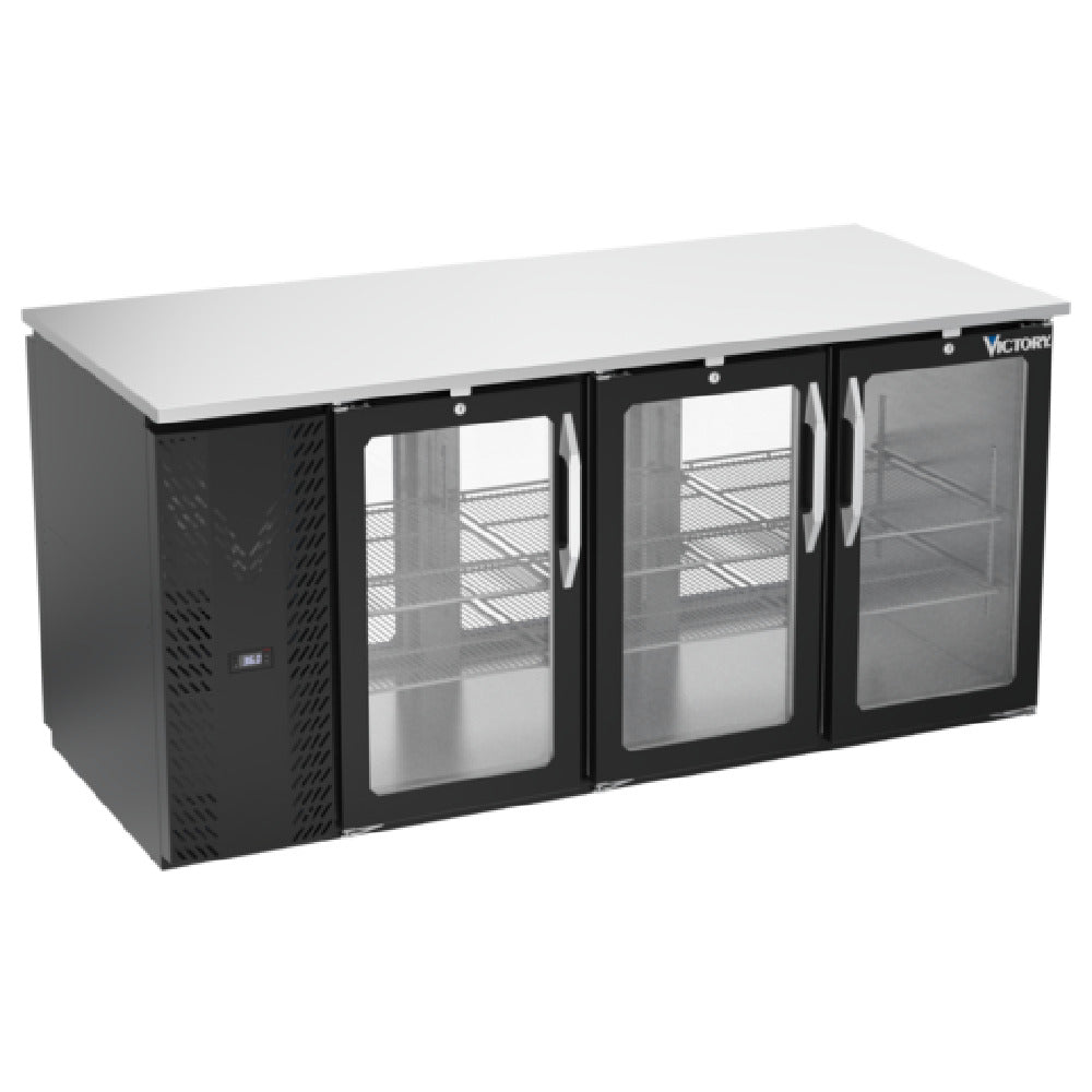 Victory VBB72HC-G-PT-B - Pass-Thru Back Bar Refrigerator, Three-section, 72"W X 32-3/4”D X 34"H