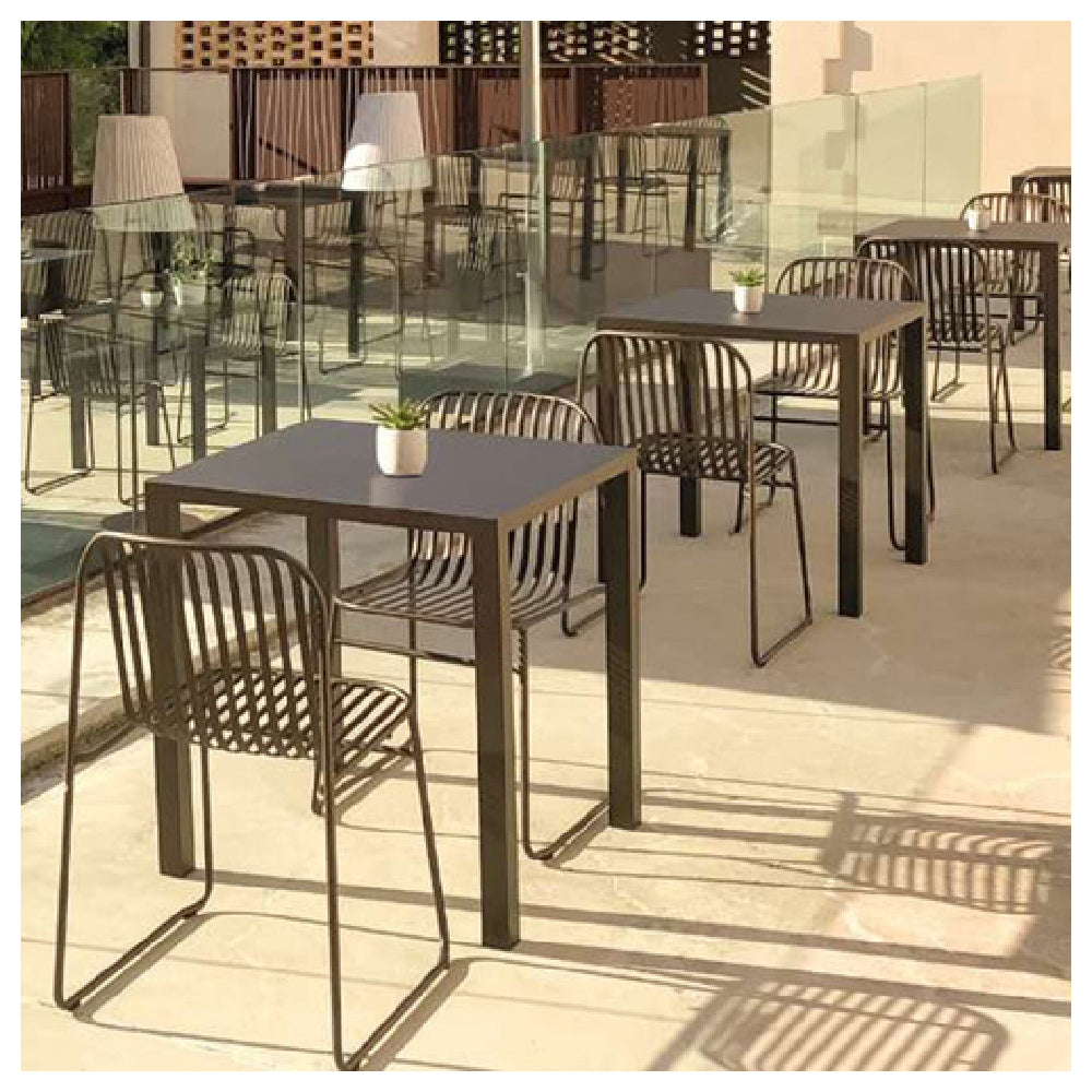 Emuamericas, Llc E434-24 - Riviera Stacking Side Chair, Outdoor/indoor, Slatted Wrought Iron Back And Seat