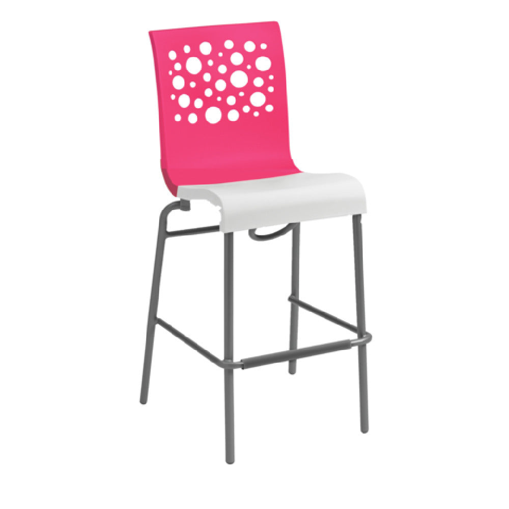 Grosfillex US836725 - Tempo Stacking Barstool, Resin Back With Circle Cutout, Resin Seat