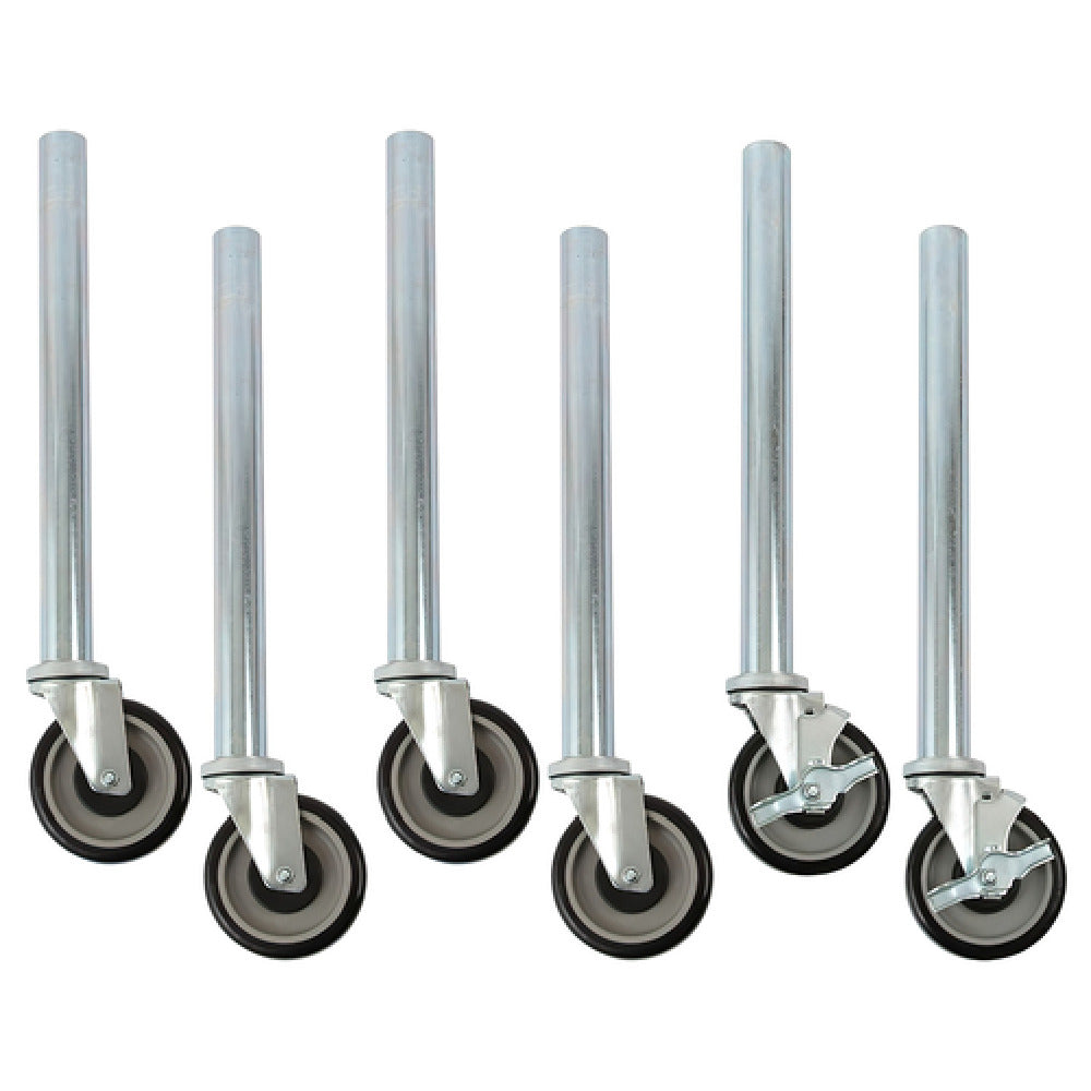 Royal ROY WT GLC 6 - Leg/Caster Kit, 1-5/8" OD Legs With 5" Casters (2 With Brakes)