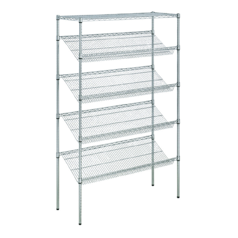 Hubert 201930 - Kratos Wire Stationary Merchandising Rack, 48"W X 24"D X 74"H, 4" Slanted