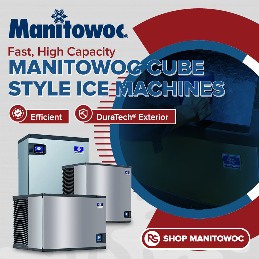 Manitowoc commercial cube-style ice machines with high-capacity ice production and durable DuraTech exterior for restaurants and foodservice operations.