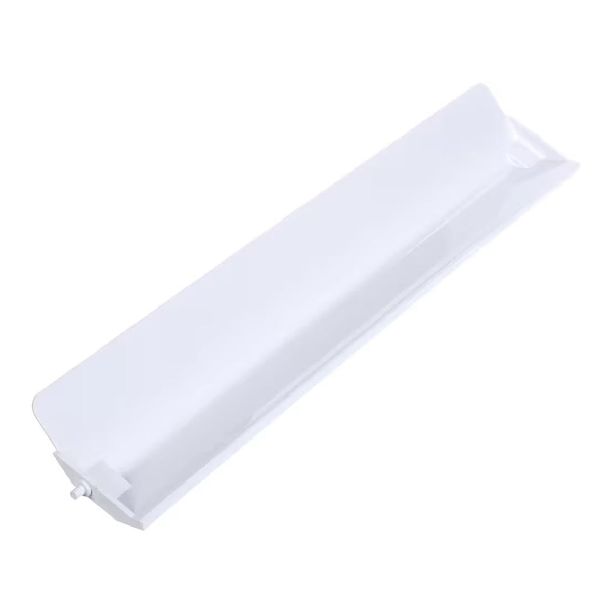 A white, rectangular Maxx Ice ice cream mold with high sides and a spout in one corner for pouring. The smooth surface and angled edges suggest it is designed for freezing or shaping food, viewed on a plain white background.