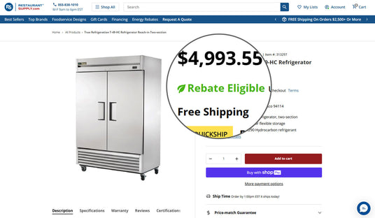 restaurant supply energy rebates product page