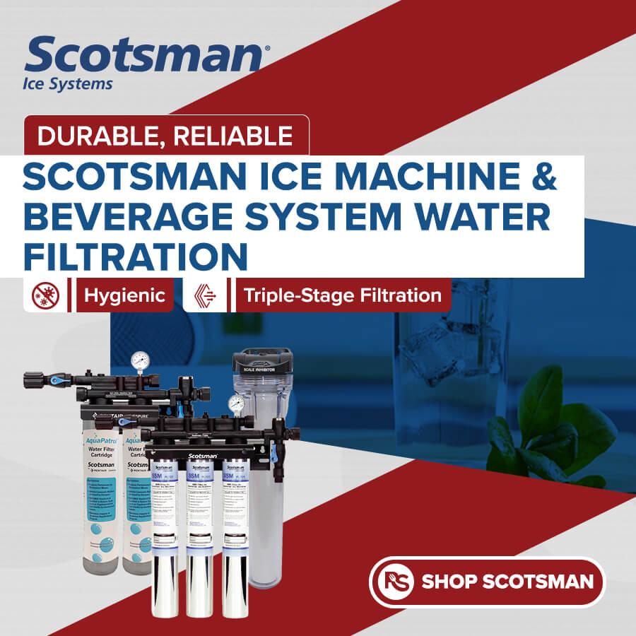 Scotsman ice machine and beverage system water filtration with hygienic triple-stage filtration for cleaner ice and improved equipment performance.