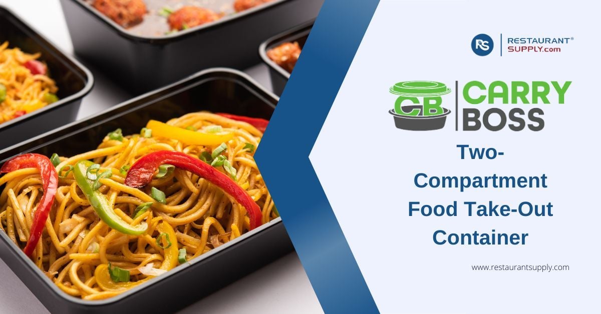 Carry Boss RSL-9828 Black Two-Compartment Food Take-Out Container