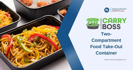 Carry Boss RSL-9828 Black Two-Compartment Food Take-Out Container