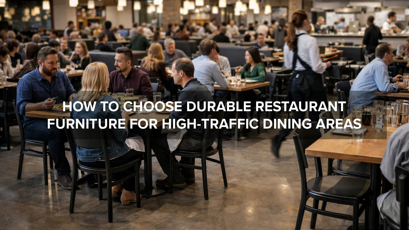 Durable restaurant tables and chairs used in a busy high-traffic dining area