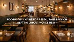 Comparison of restaurant booth seating and traditional tables with chairs in a dining room layout