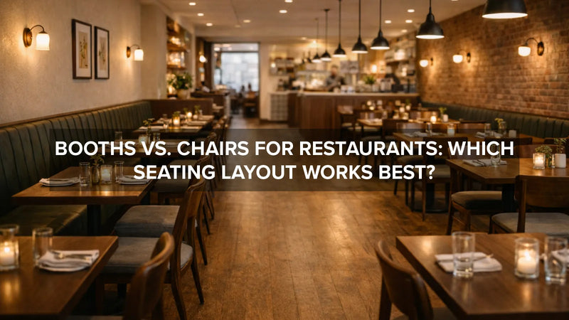 Comparison of restaurant booth seating and traditional tables with chairs in a dining room layout
