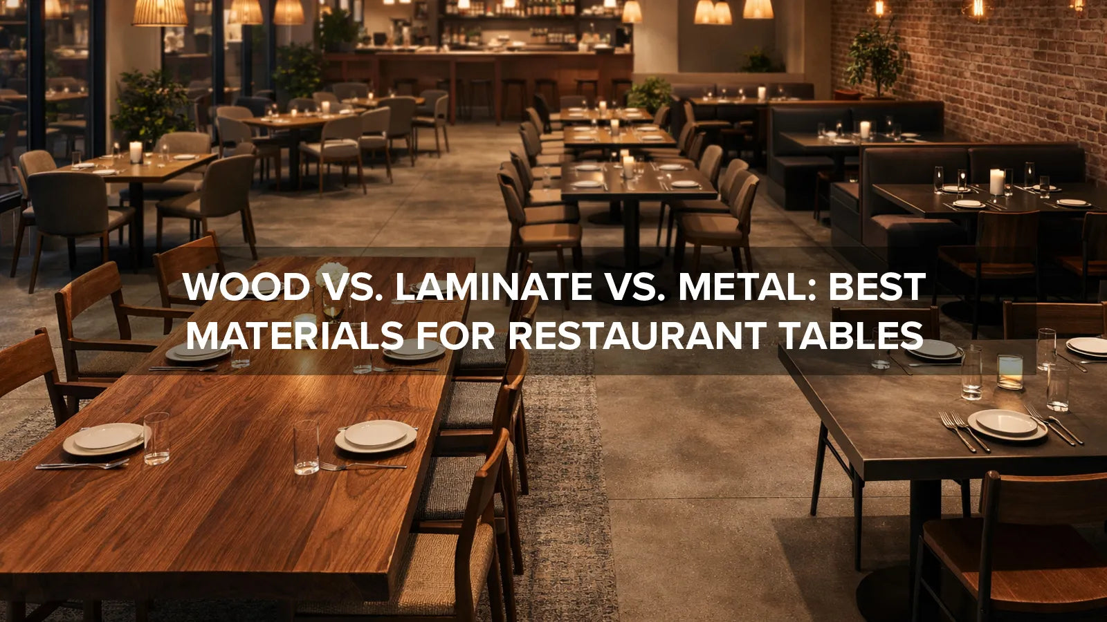 Comparison of wood, laminate, and metal restaurant table materials used in dining areas