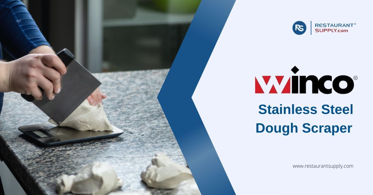 Winco Stainless Steel Dough Scraper with Wooden Handle