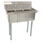 Omcan 39761 (39761) Space Saver Sink (3) 14" Front To Back X 10" Wide X 10" Deep Bowls