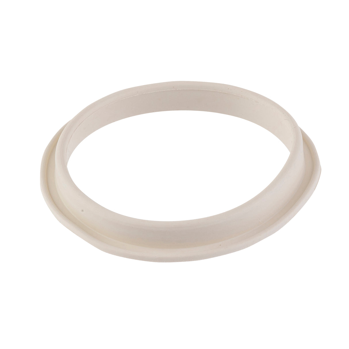 A white, round, slightly flexible Dispenser Gasket with a raised edge from TableCraft Products, photographed on a plain white background. The smooth gasket appears to be dishwasher safe and ideal for plumbing or sealing applications.