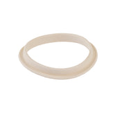 A single white, slightly oval rubber or silicone dispenser gasket with a flat base rests on a plain white background. The surface appears smooth and is evenly lit, showing minimal shadows. This TableCraft Products item is dishwasher safe.