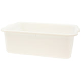 A rectangular, white high density polyethylene Food Storage Box with rounded corners and slightly raised edges. The bin features a smooth surface, small handles on each short side, and is ideal for NSF-compliant environments. Background is plain white.