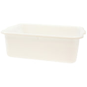 A rectangular, white high density polyethylene Food Storage Box with rounded corners and slightly raised edges. The bin features a smooth surface, small handles on each short side, and is ideal for NSF-compliant environments. Background is plain white.